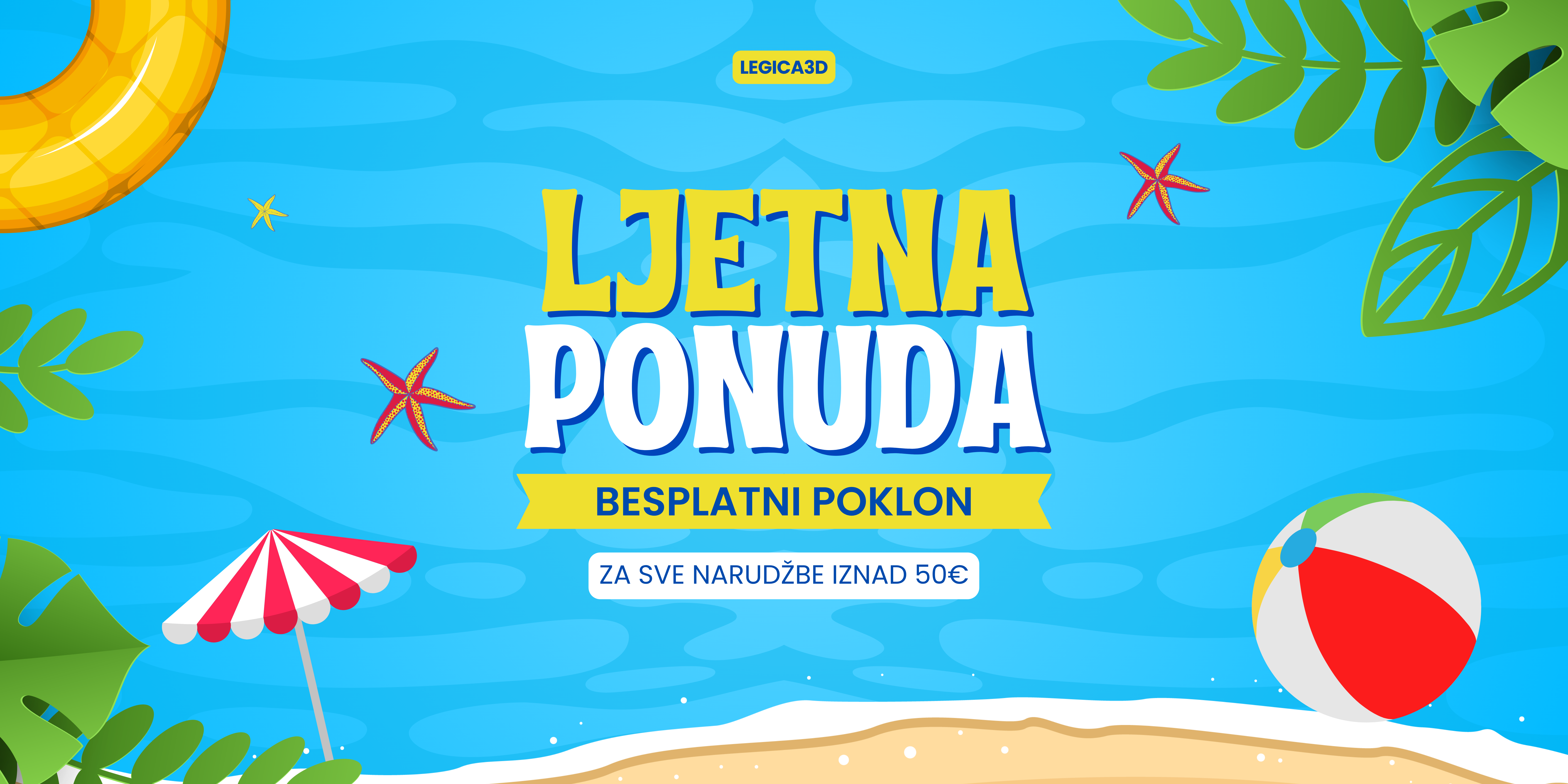 Baner prikazuje ljetnu promo ponudz za 3D print i personalizirane poklone